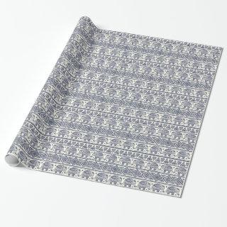 Blue Ethnic Elephant Pattern
