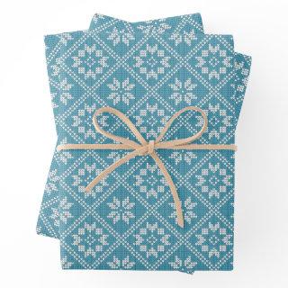 Blue Fair Isle Sweater Knit Pattern Christmas  Sheets