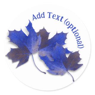 Blue Fall Leaves Classic Round Sticker