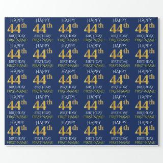 Blue, Faux Gold "HAPPY 44th BIRTHDAY"