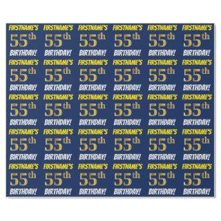 Blue, Faux/Imitation Gold, "55th BIRTHDAY"