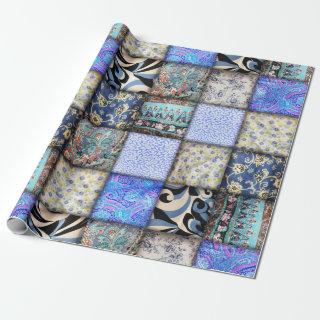 Blue Faux Patchwork Quilting Pattern