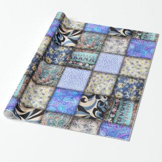 Blue Faux Patchwork Quilting Pattern
