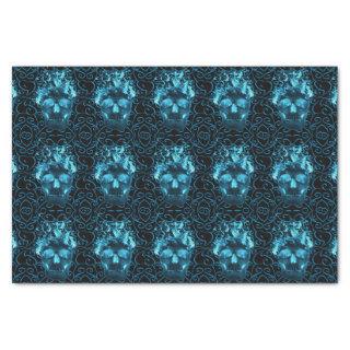 Blue Fire Skull Tissue Paper