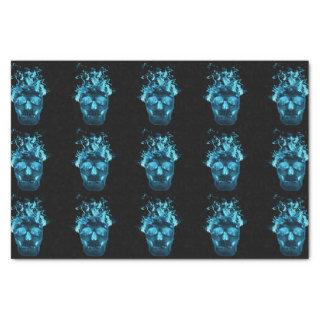 Blue Fire Skull Tissue Paper