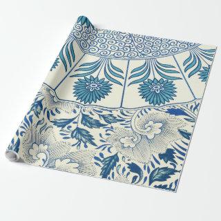 Blue Floral Pattern Antique Asian Design