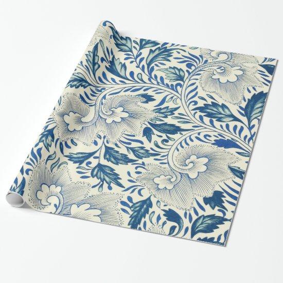 Blue Floral Pattern Antique Asian Design