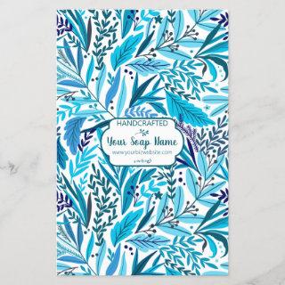 Blue Floral Soap Wrap Paper Sheet - Satin