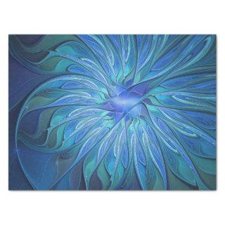 Blue Flower Fantasy Pattern, Abstract Fractal Art Tissue Paper