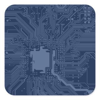 Blue Geek Motherboard Circuit Pattern Square Sticker