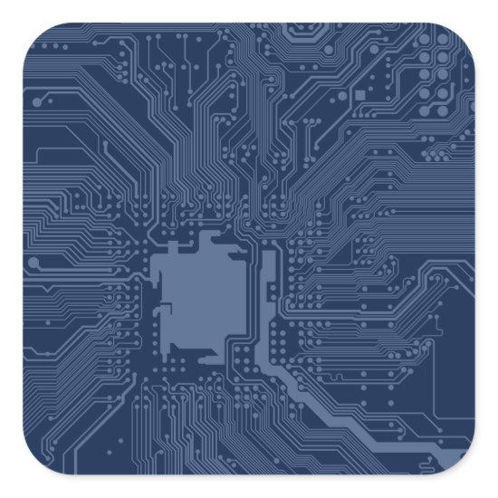 Blue Geek Motherboard Circuit Pattern Square Sticker