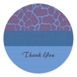 Blue Giraffe Pattern Thank You Classic Round Sticker
