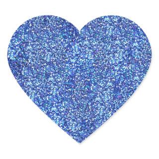 Blue Glitter Look Blank Template Glamorous Modern Heart Sticker
