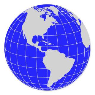 Blue Globe Classic Round Sticker