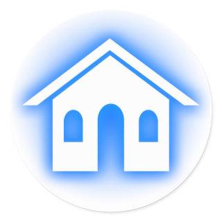 blue glow home classic round sticker