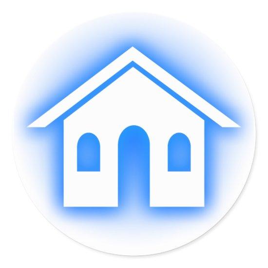 blue glow home classic round sticker