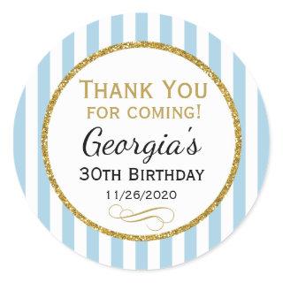 Blue Gold Birthday Thank You Coming Favor Tags