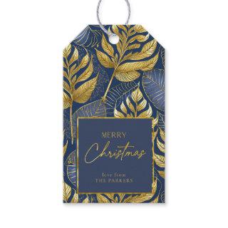 Blue Gold Christmas Pattern#29 ID1009 Gift Tags