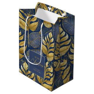 Blue Gold Christmas Pattern#29 ID1009 Medium Gift Bag