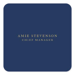 Blue Gold Colors Professional Classical Plain Square Sticker