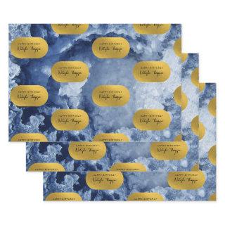 Blue Gold Foil Sea Crystals Signature Script  Sheets