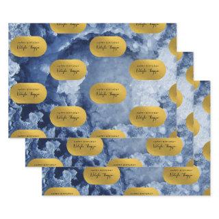 Blue Gold Foil Sea Crystals Signature Script  Sheets