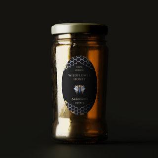 Blue Gold Queen Bee Honey Jar Label