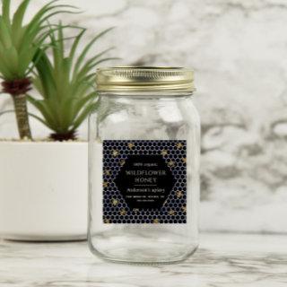 Blue Gold Queen Bee Honey Jar Label