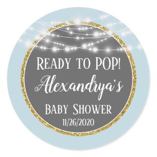 Blue Gold Ready To Pop Baby Shower Favor Tags