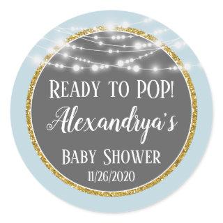 Blue Gold Ready To Pop Baby Shower Favor Tags