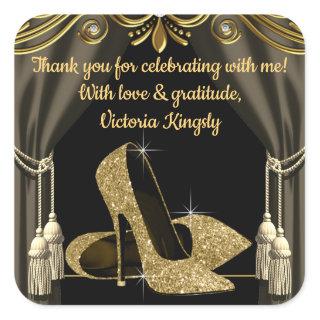 Blue Gold Shoe Birthday Party Favor Stickers