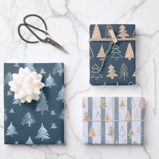 Blue Golden Christmas Tree Holiday   Sheets