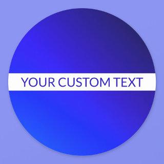Blue Gradient & Editable Text on White Stripe Classic Round Sticker