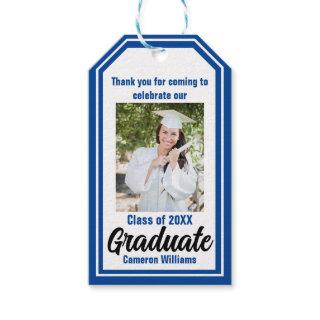 Blue Graduate Photo Personalized 2024 Graduation Gift Tags