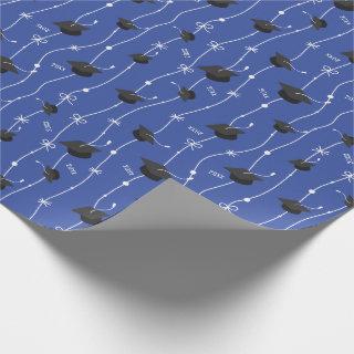 Blue Graduation Caps and Ribbon