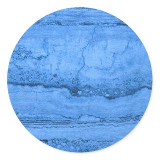 Blue Granite pattern, blue marble, blue stone Classic Round Sticker