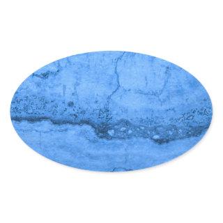 Blue Granite pattern, blue marble, blue stone Oval Sticker