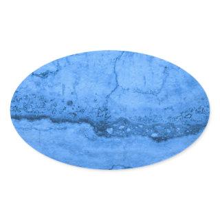 Blue Granite pattern, blue marble, blue stone Oval Sticker