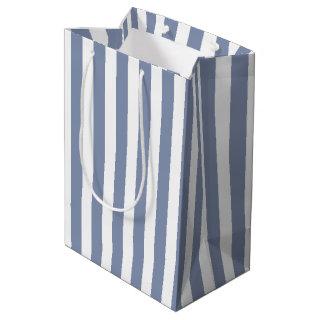 Blue gray and white candy stripes medium gift bag