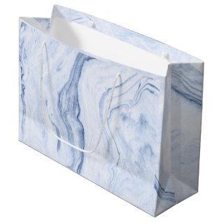 Blue-Gray fFowing Marble Swirls Large Gift Bag