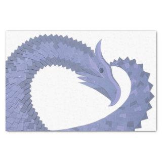 Blue-gray heart dragon on white tissue paper
