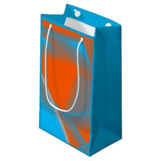 Blue Gray Orange Ombre Geometric Abstract Art Small Gift Bag