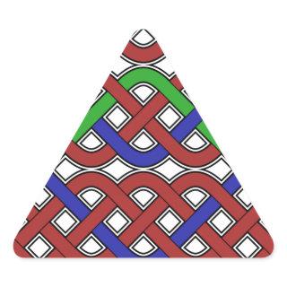 Blue, Green and Red Celtic Knots Triangle Sticker