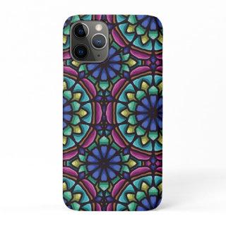Blue green and violet mandala geometric design iPhone 11 pro case