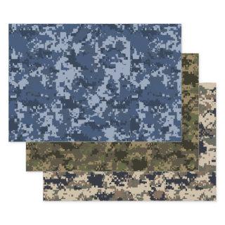 Blue, Green & Brown Pixel Camo Camouflage  Sheets