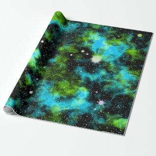 Blue Green Galaxy Cosmic Space Stars Nebula