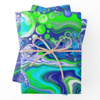 Blue Green Marble Swirls Birthday or baby shower  Sheets