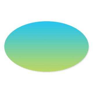 Blue & Green Ombre Oval Sticker