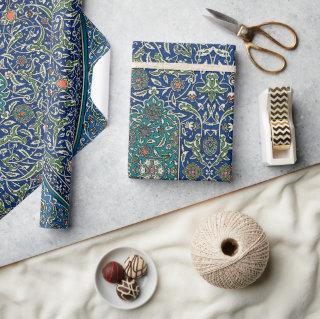 Blue Green Orange Teal Ornate Arabic Pattern