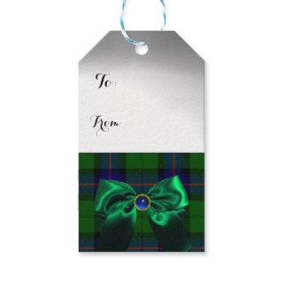 BLUE GREEN SCOTTISH TARTAN WITH CHRISTMAS BOWS GIFT TAGS